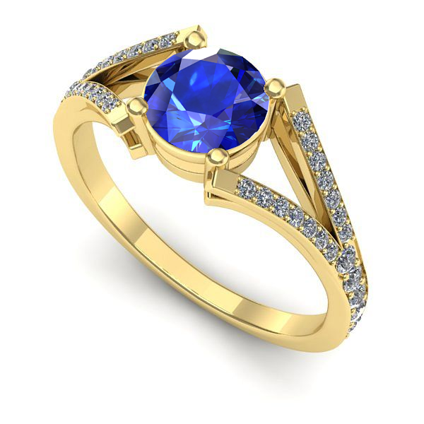 Inel de logodna din aur galben cu safir