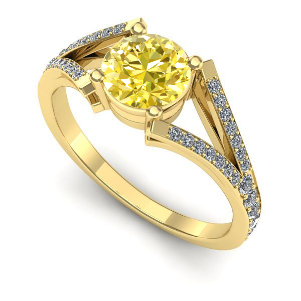 Inel logodna din aur galben cu safir galben