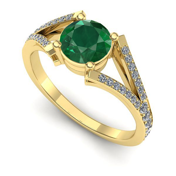 Inel de logodna din aur galben cu smarald