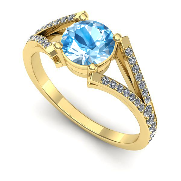 Inel de logodna din aur galben cu topaz blue