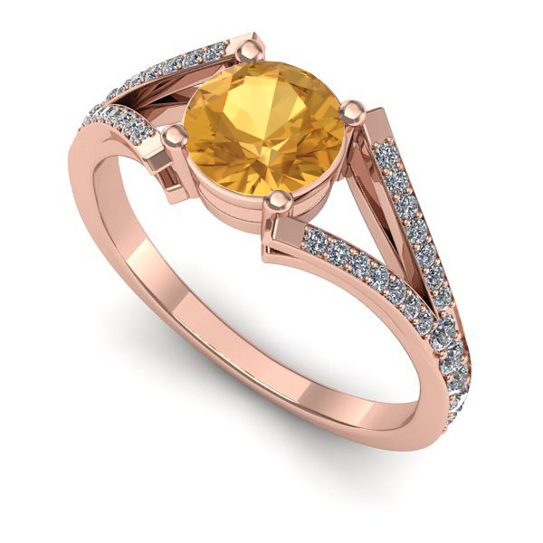 Inel logodna din aur roz cu citrin