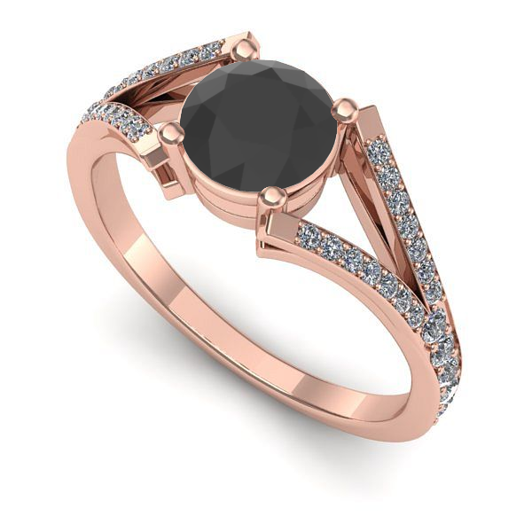 Inel logodna din aur roz cu diamant negru
