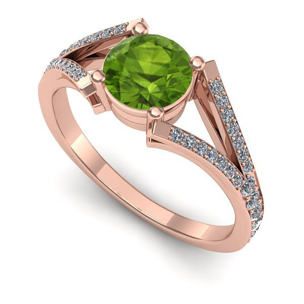 Inel logodna din aur roz cu peridot