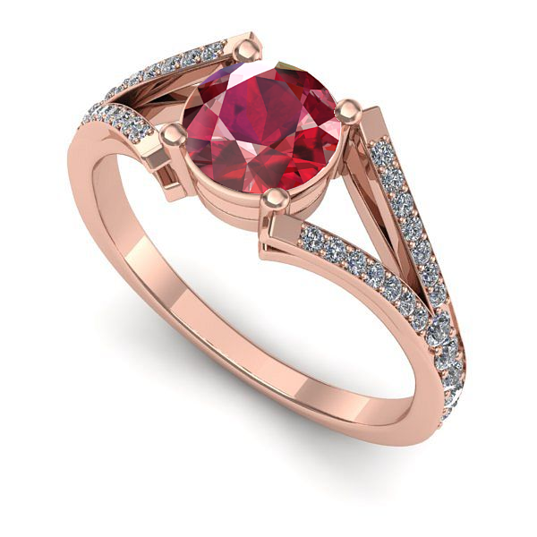 Inel logodna din aur roz cu rubin