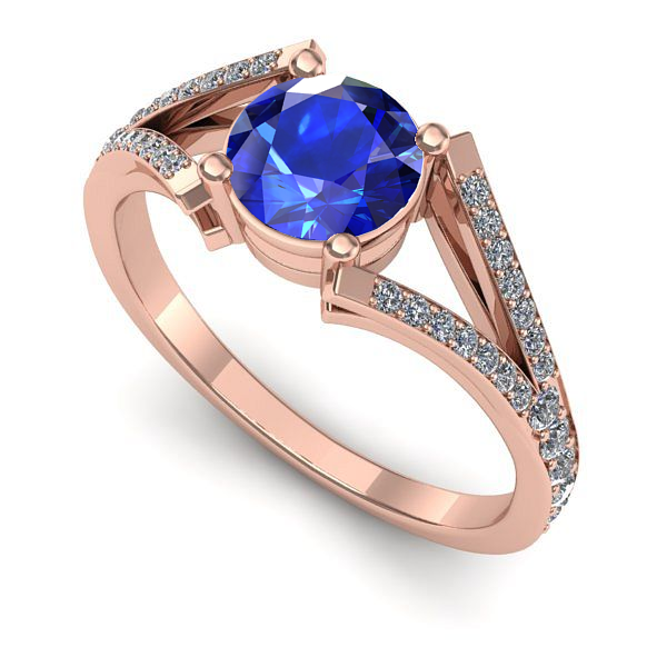 Inel din aur roz cu safir