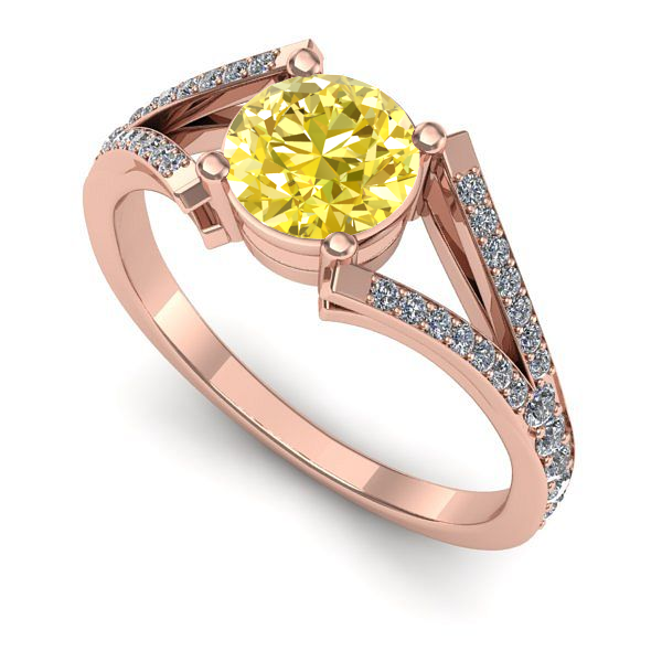 Inel logodna din aur roz cu safir galben