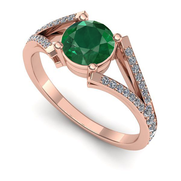Inel din aur roz cu smarald