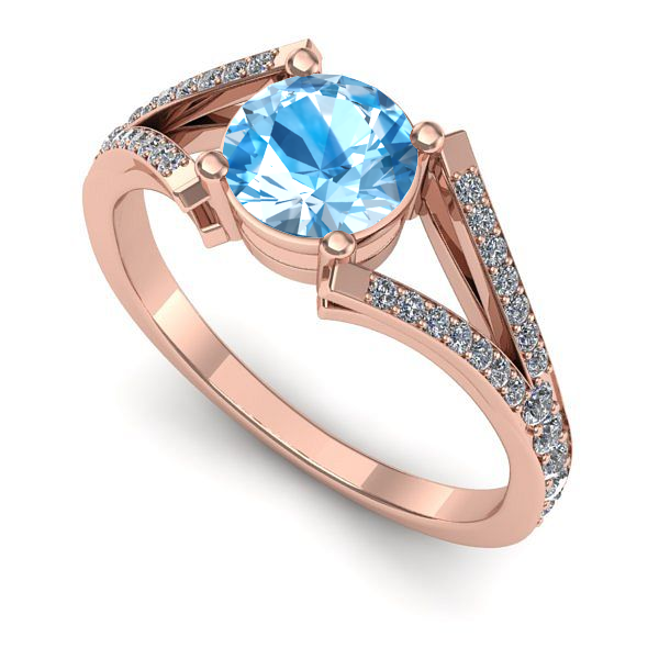 Inel din aur roz cu topaz blue