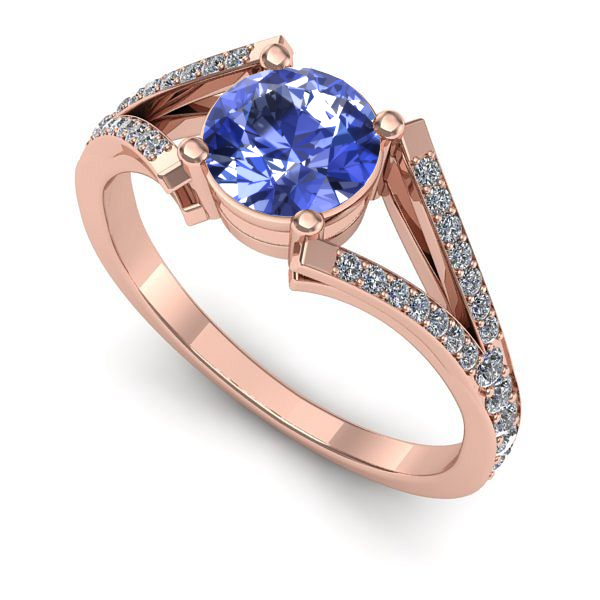 Inel din aur roz cu tanzanit