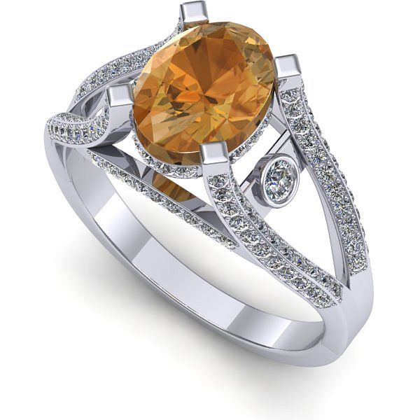 Inel de logodna din aur alb cu citrin