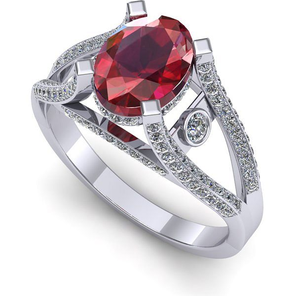 Inel de logodna din aur alb cu rubin