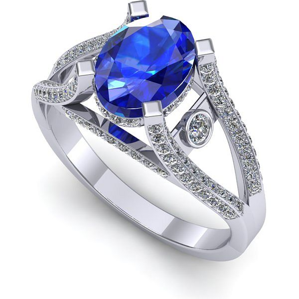 Inel de logodna din aur alb cu safir