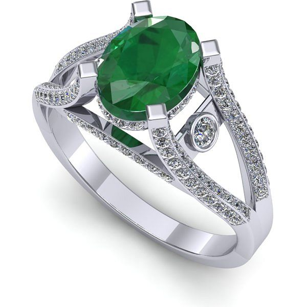 Inel din aur alb cu smarald