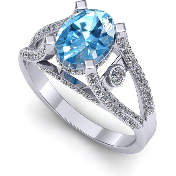 Inel din aur alb cu topaz blue