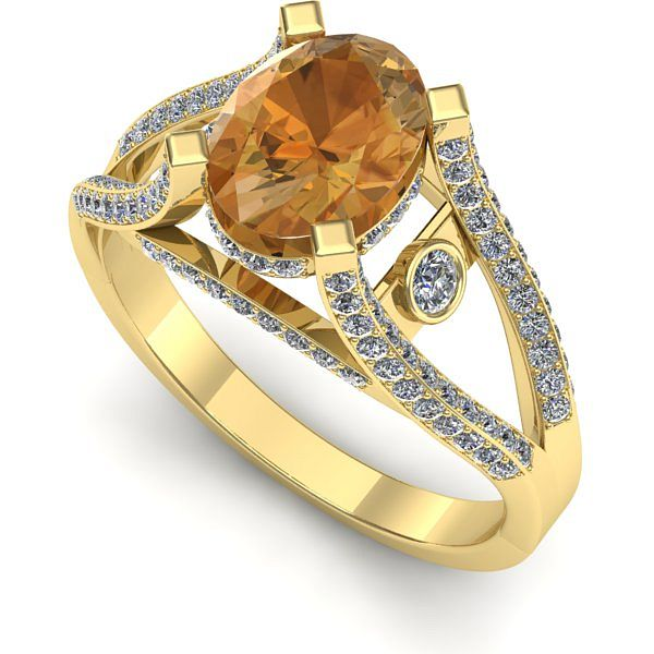 Inel logodna din aur galben cu citrin