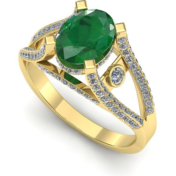 Inel din aur galben cu smarald