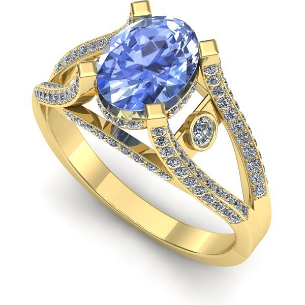 Inel din aur galben cu tanzanit