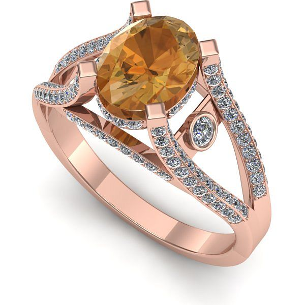 Inel de logodna din aur roz cu citrin
