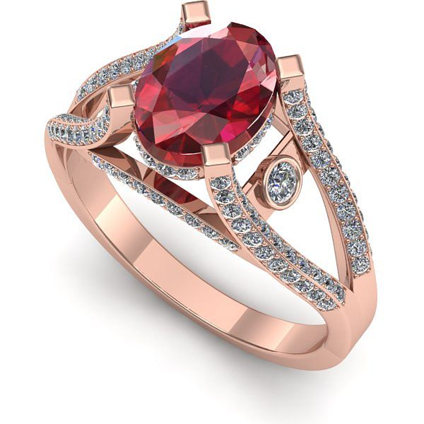 Inel de logodna din aur roz cu rubin