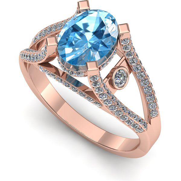 Inel logodna din aur roz cu topaz blue