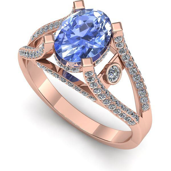 Inel de logodna din aur roz cu tanzanit