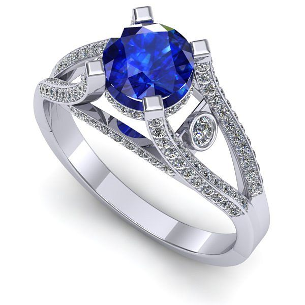 Inel logodna din aur alb cu safir