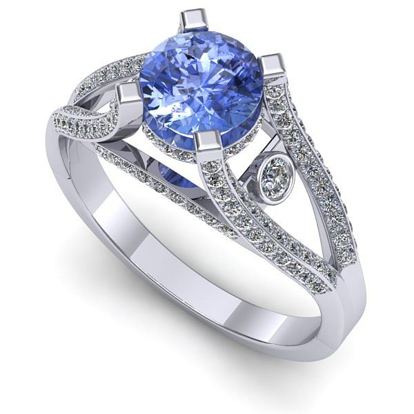 Inel logodna din aur alb cu tanzanit