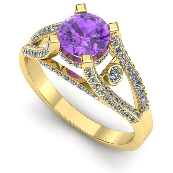 Inel din aur galben cu ametist