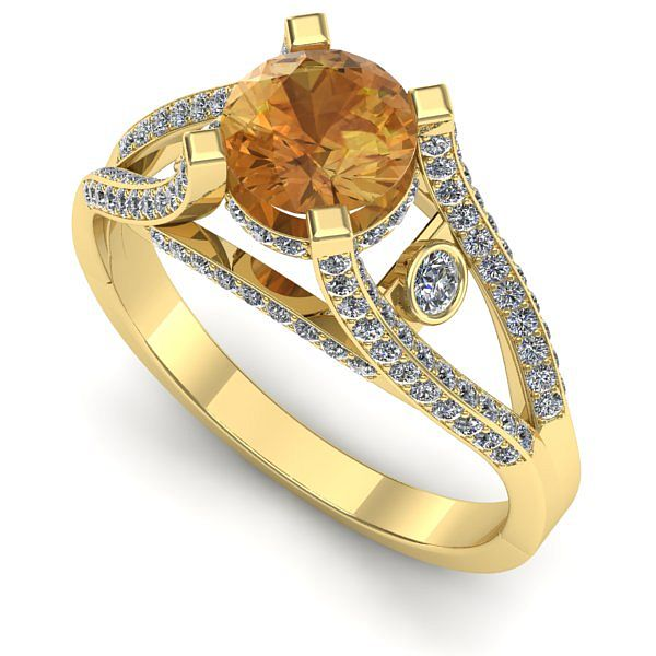 Inel din aur galben cu citrin