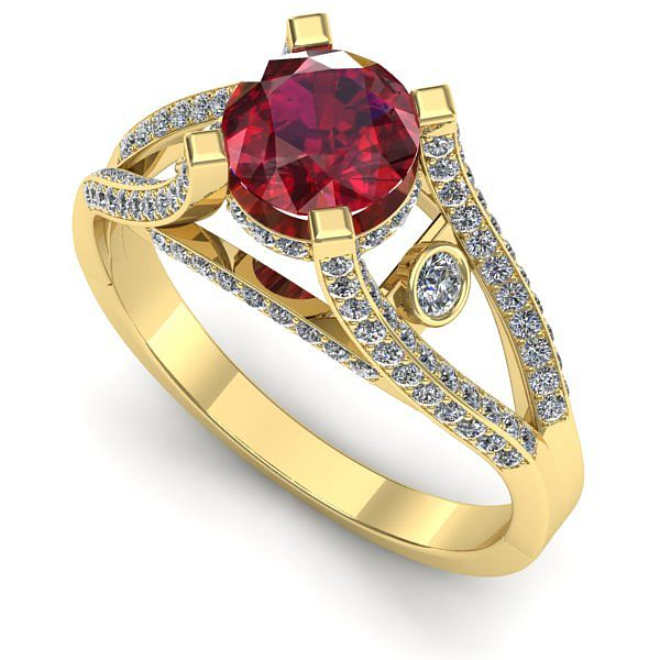 Inel logodna din aur galben cu rubin