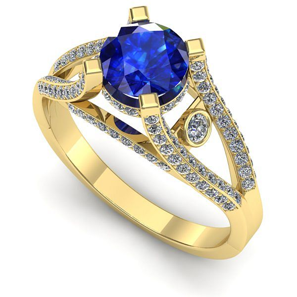 Inel logodna din aur galben cu safir