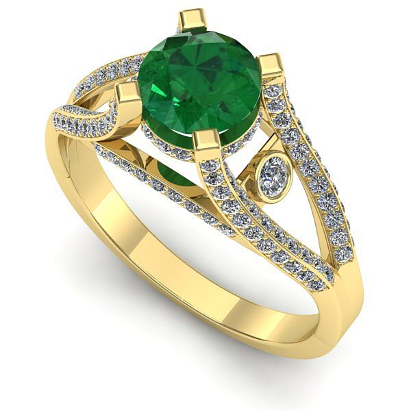 Inel logodna din aur galben cu smarald