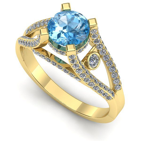 Inel din aur galben cu topaz blue