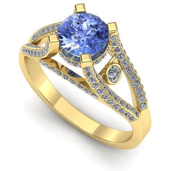 Inel de logodna din aur galben cu tanzanit