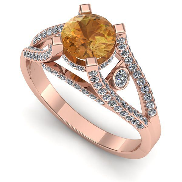 Inel din aur roz cu citrin