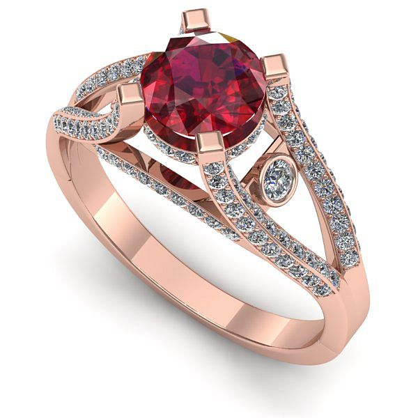 Inel de logodna din aur roz cu rubin