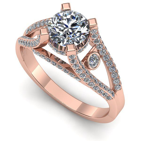 Inel de logodna din aur roz cu safir alb