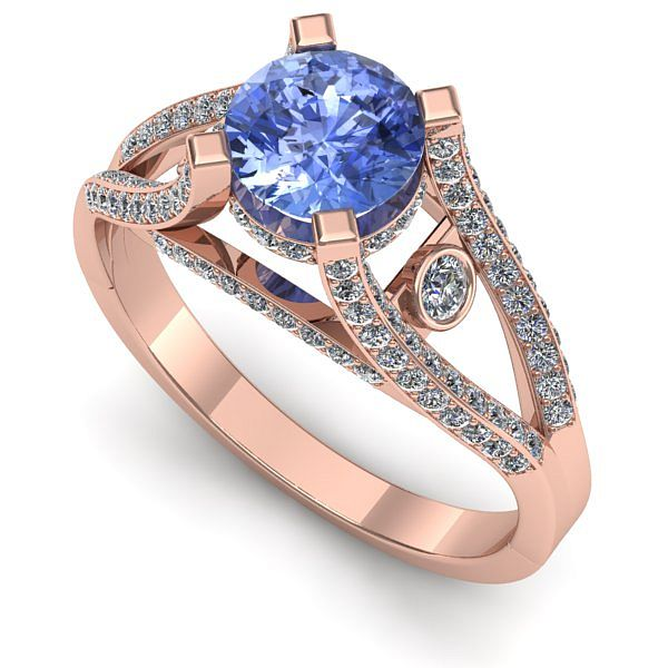 Inel logodna din aur roz cu tanzanit