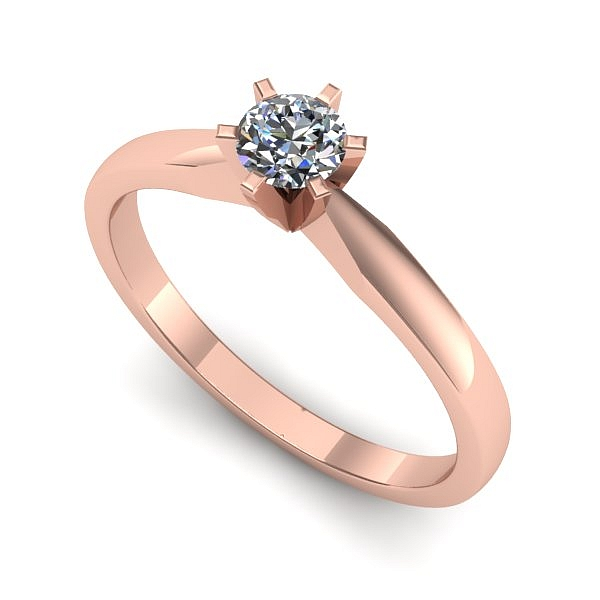 Inel de logodna din aur roz cu diamant