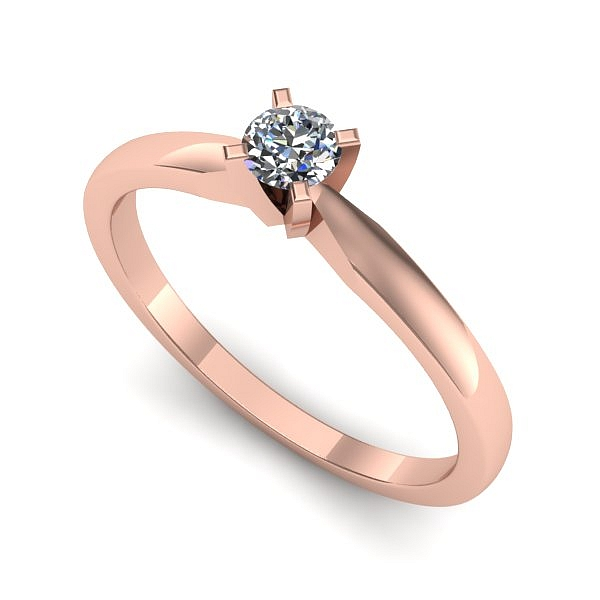 Inel logodna din aur roz cu diamant