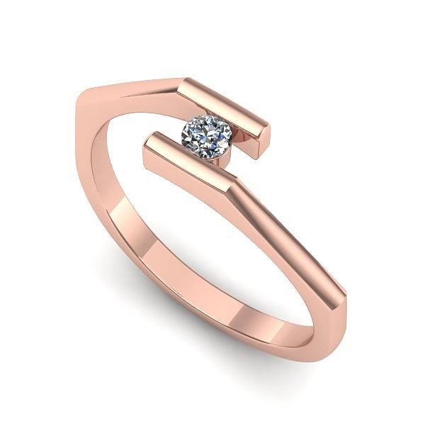 Inel din aur roz cu diamant