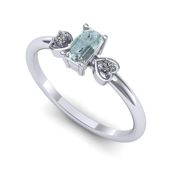 Inel logodna din aur alb cu aquamarin