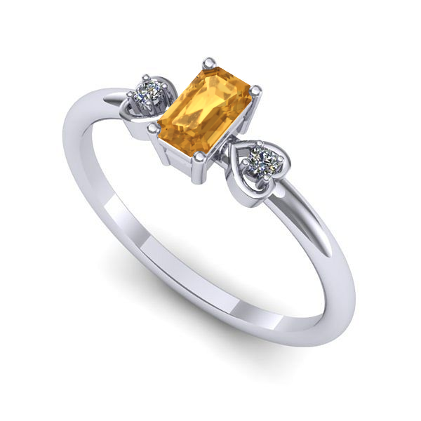 Inel de logodna din aur alb cu citrin