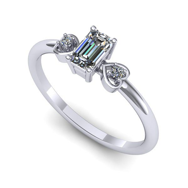 Inel din aur alb cu safir alb