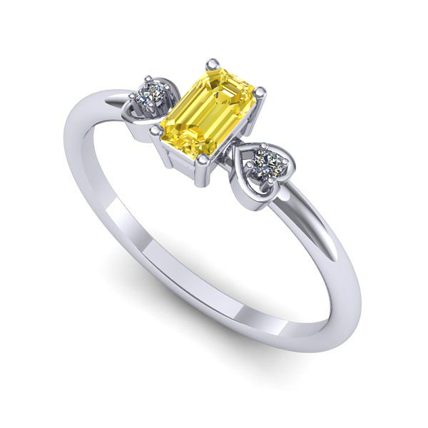 Inel de logodna din aur alb cu safir galben