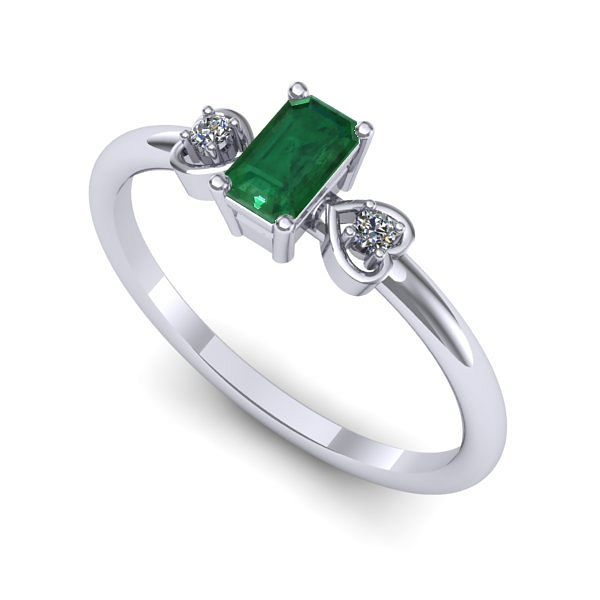 Inel de logodna din aur alb cu smarald