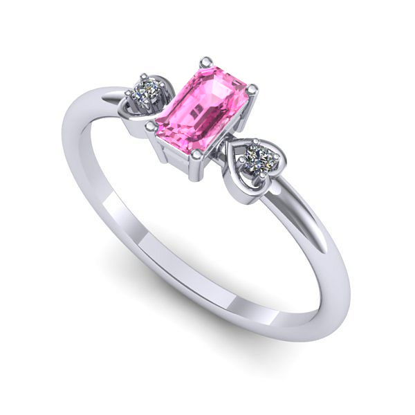 Inel logodna din aur alb cu safir roz