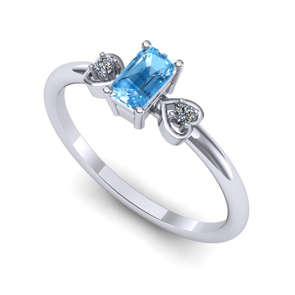 Inel din aur alb cu topaz blue