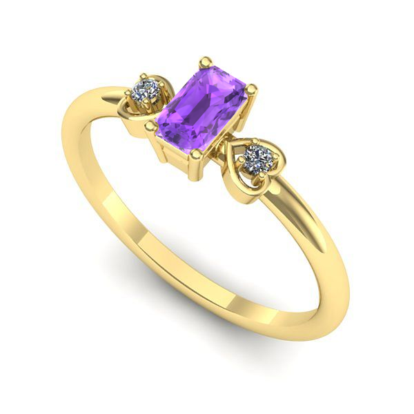 Inel de logodna din aur galben cu ametist