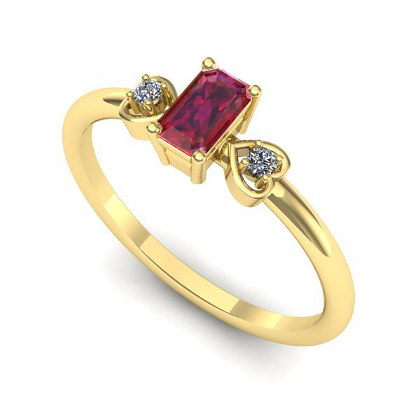 Inel logodna din aur galben cu rubin